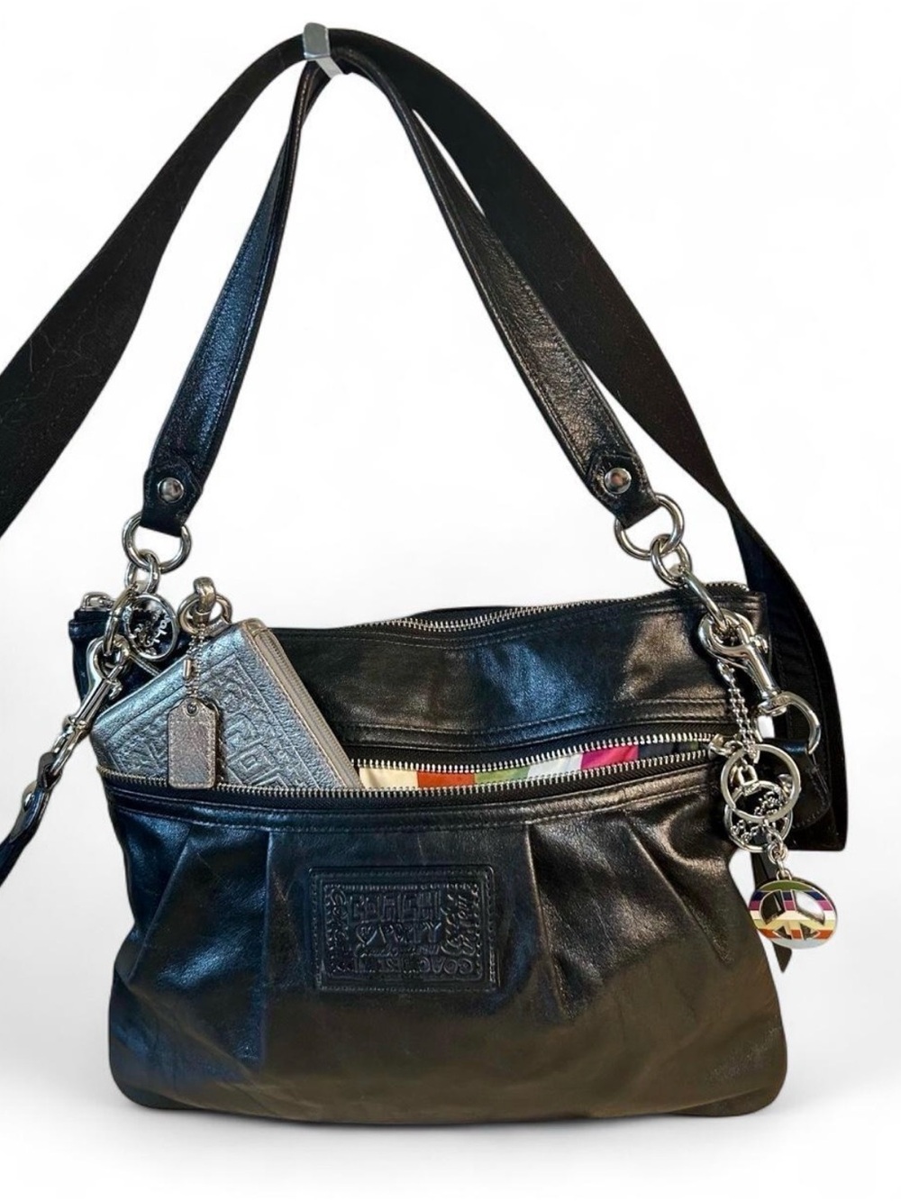 Coach Poppy Legacy Bundle Leather Satchel,  Poppy Wristlet and Legacy Charm